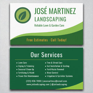 Professional Landscaping Green Lawn Care Business Card