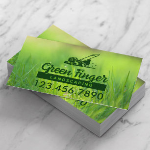 Professional Landscaping & Lawn Care Green Finger Business Card