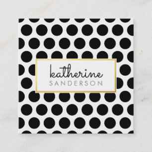PROFESSIONAL LARGE POLKA DOT modern black gold Square Business Card
