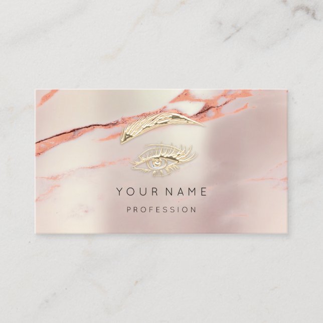 Professional Lashes Brow Makeup Marble Rose QRCode Business Card (Front)