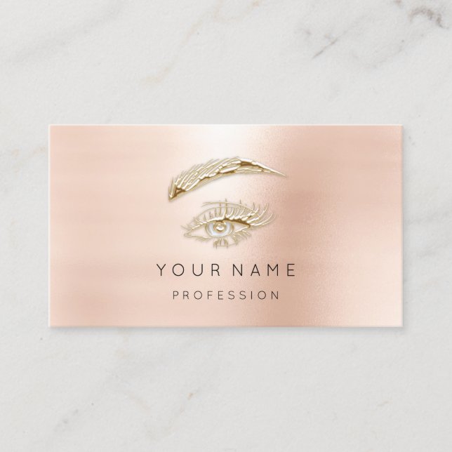 Professional Lashes Brows Makeup Eye Gold Blush Business Card (Front)