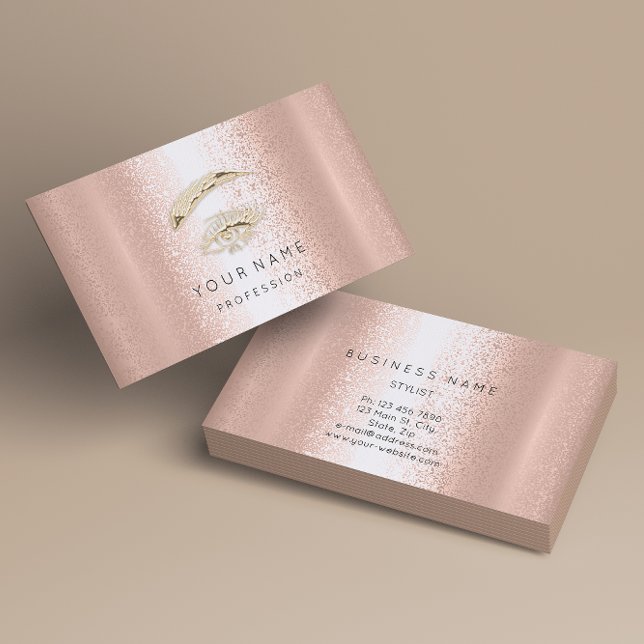 Professional Lashes Brows Makeup Golden Eye Rose Business Card (Creator Uploaded)