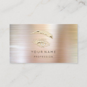 Professional Lashes Brows Makeup Logo Gold Brushed Business Card