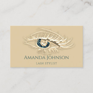 Professional Lashes Brows Makeup Logo Gold Glitter Business Card