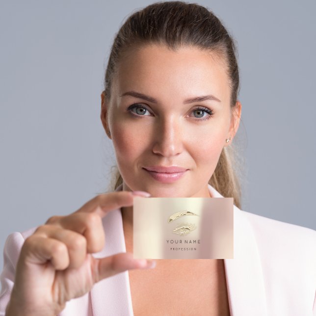 Professional Lashes Brows Makeup Logo Gold Rose Bu Business Card (Professional Lashes Brows Makeup Logo Gold Rose Bu Business Card)