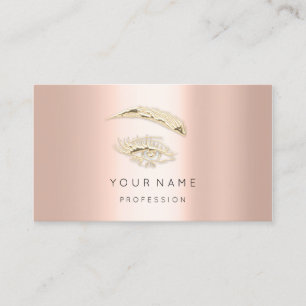 Professional Lashes Brows Makeup Logo Gold Rose Business Card