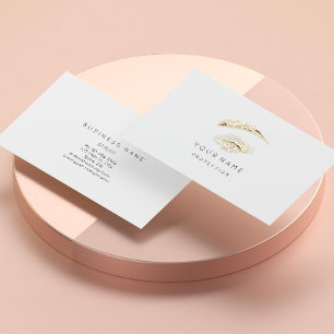Professional Lashes Brows Makeup Logo Gold White   Business Card