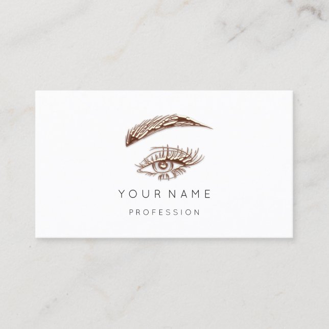 Professional Lashes Brows Makeup Logo Rose Blush Business Card (Front)