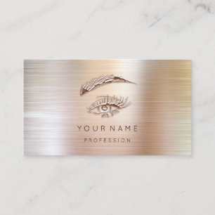 Professional Lashes Brows Makeup Logo Rose Metall Business Card