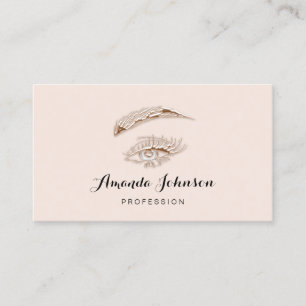 Professional Lashes Brows Makeup Logo Rose Skinny Business Card