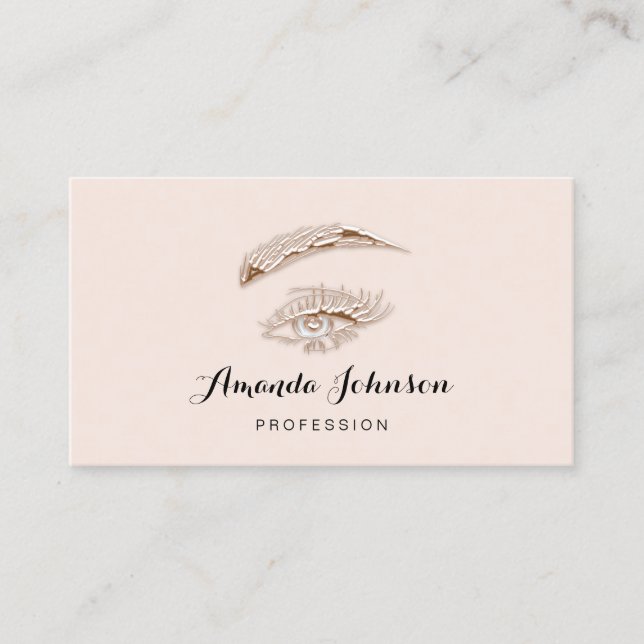 Professional Lashes Brows Makeup Logo Rose Skinny Business Card (Front)