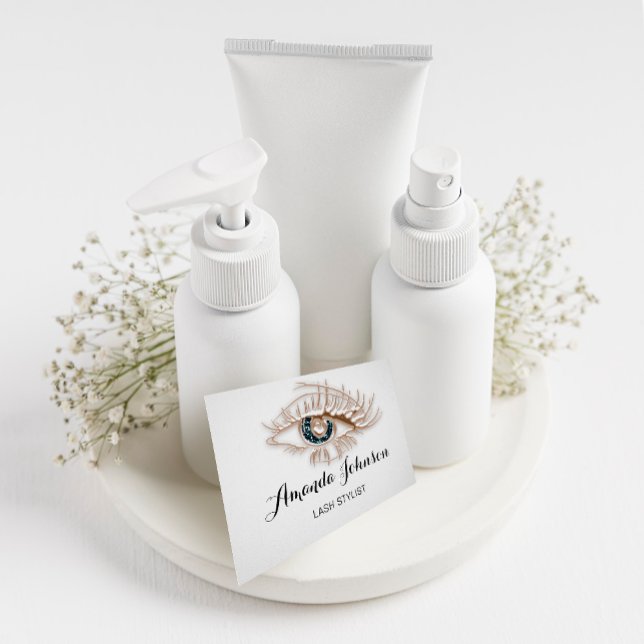 Professional Lashes Brows Makeup Logo Rose White Business Card (Creator Uploaded)