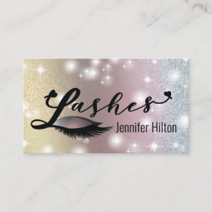 Professional  lashes calligraphy hearts logo business card
