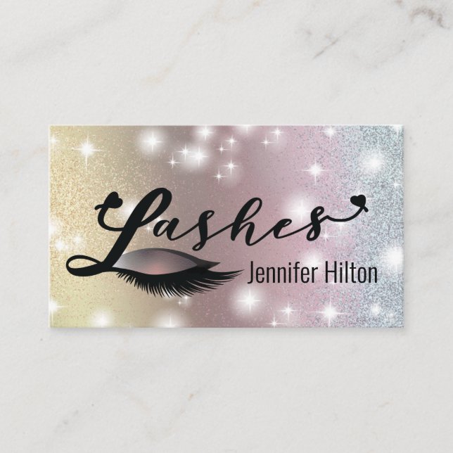 Professional  lashes calligraphy hearts logo business card (Front)