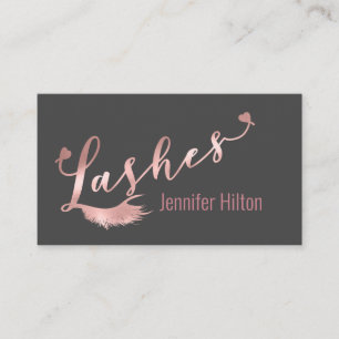 Professional  lashes calligraphy hearts logo business card