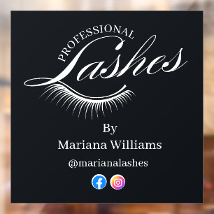 professional lashes, social media black modern window cling