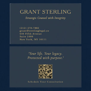 Professional Law Firm Minimalist QR Code Business Card
