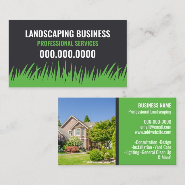 Professional Lawn Care Best Landscaping Business Card (Front/Back)