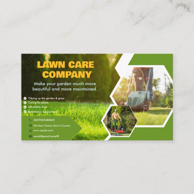 Professional Lawn Care  Business Card (Front)