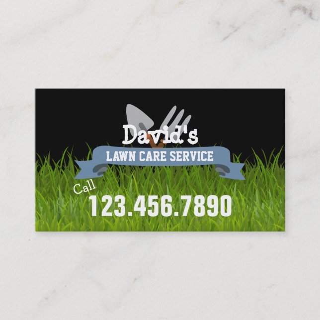 Professional Lawn Care & Gardening Service Business Card (Front)