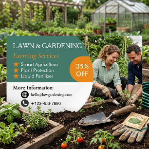 Professional Lawn Care & Gardening Services Magnetic Business Card