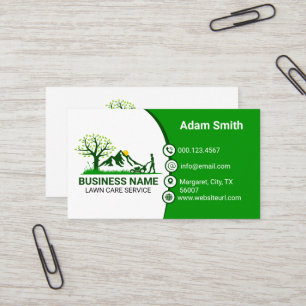 Professional Lawn Care Green & Fresh Yard Work Business Card