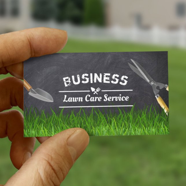 Professional Lawn Care & Landscaping Chalkboard Business Card (Creator Uploaded)