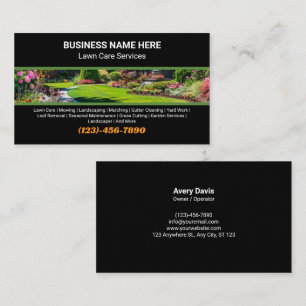 Professional Lawn Care Landscaping Garden Services Business Card