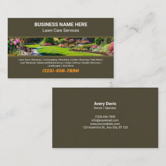 Professional Lawn Care Landscaping Garden Services Business Card