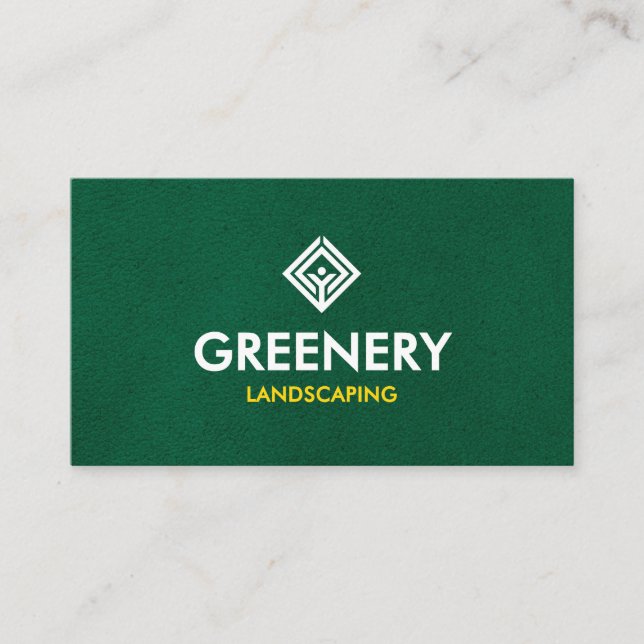 Professional Lawn Care Landscaping Green Simple Business Card (Front)