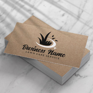 Professional Lawn Care & Landscaping Rustic Kraft Business Card
