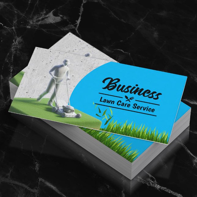 Professional Lawn Care & Landscaping Service Blue Business Card (Creator Uploaded)