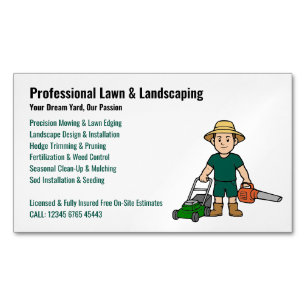 Professional Lawn Care Landscaping Service Magnetic Business Card