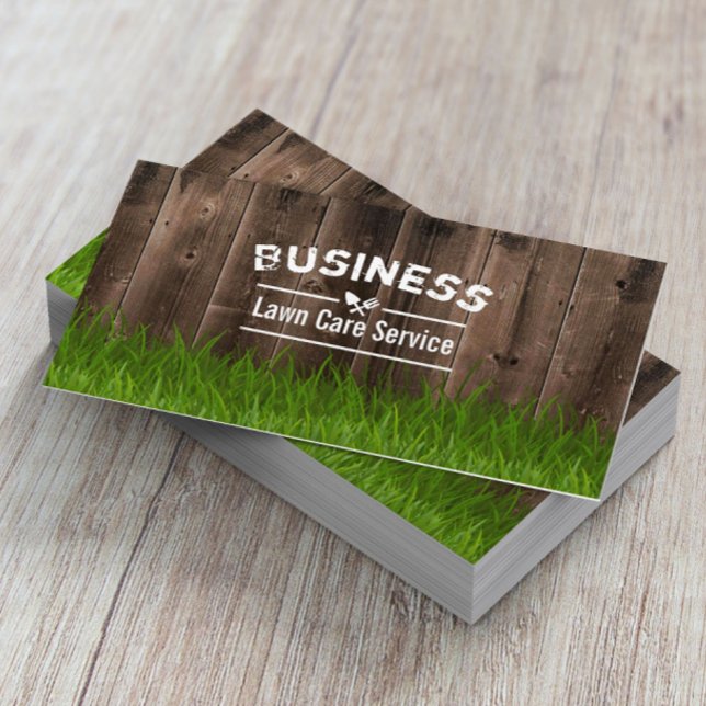 Professional Lawn Care & Landscaping Service Wood Business Card (Creator Uploaded)
