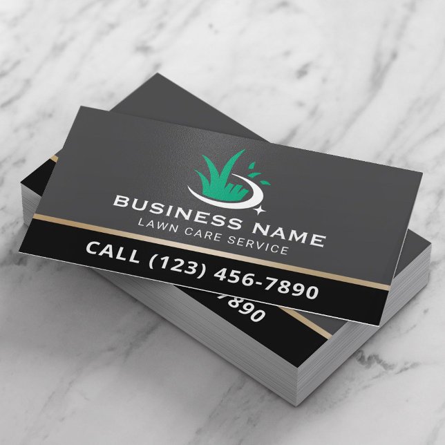 Professional Lawn Care Logo Landscaping Service Business Card (Creator Uploaded)