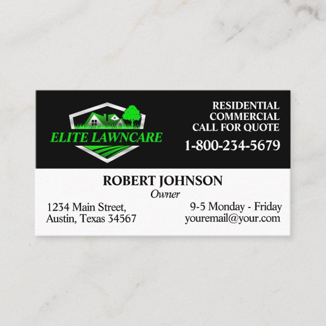Professional Lawn Care Service Business Card (Front)