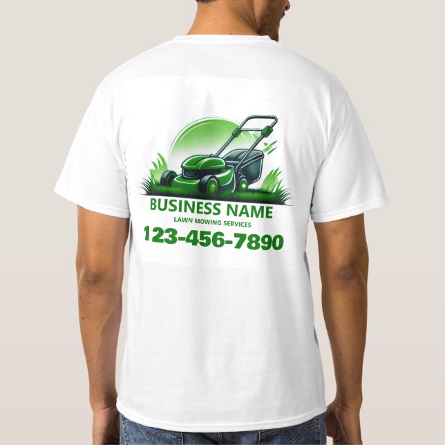 Professional Lawn Mowing Landscaping Custom Logo T-Shirt (Back)