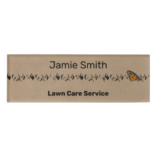 Professional Lawn Service Khaki & Black Name Tag