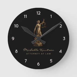 Professional Lawyer Attorney luxury Black Gold     Round Clock