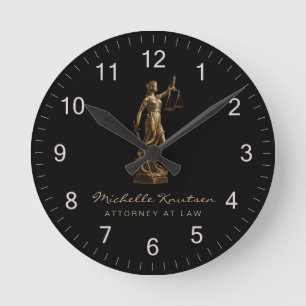 Professional Lawyer Attorney luxury Black Gold     Round Clock