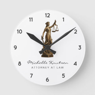 Professional Lawyer Attorney luxury Gold White  Round Clock