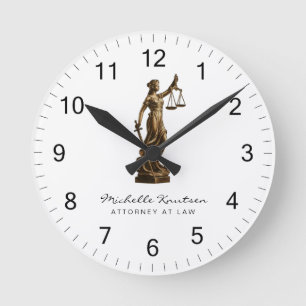 Professional Lawyer Attorney luxury Gold White  Round Clock