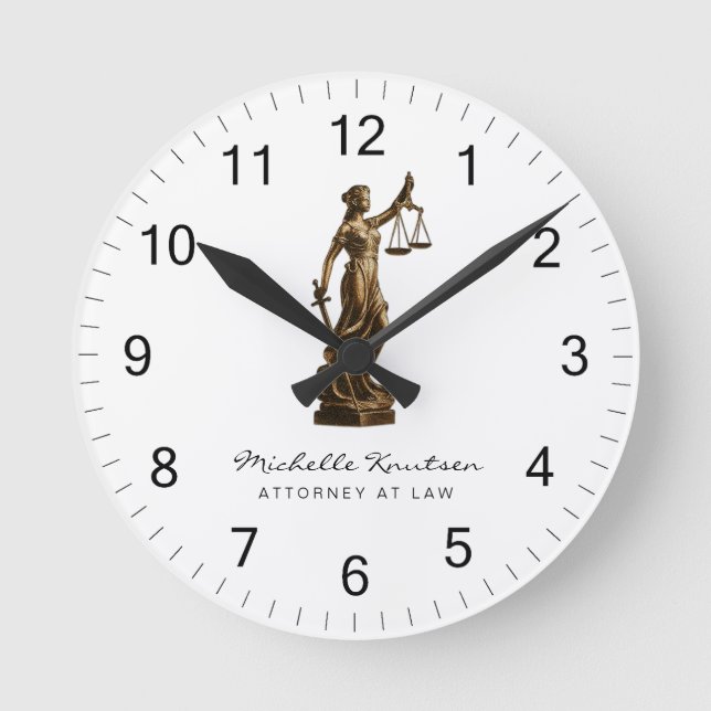 Professional Lawyer Attorney luxury Gold White  Round Clock (Front)