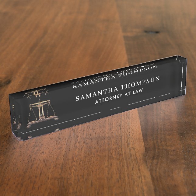 Professional Lawyer Law Attorney Vintage Scale Nameplate (Side)