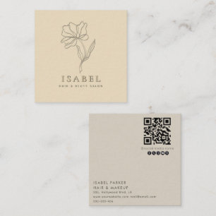 Professional letterpress abstract floral Qr code  Square Business Card