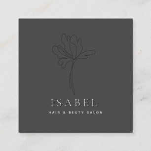 Professional letterpress abstract floral Qr code Square Business Card