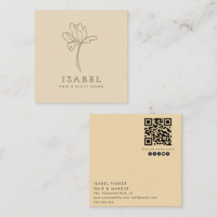 Professional letterpress abstract floral Qr code Square Business Card