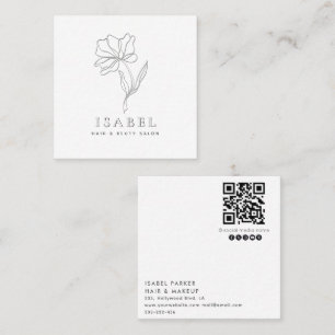  Professional letterpress abstract floral Qr code  Square Business Card