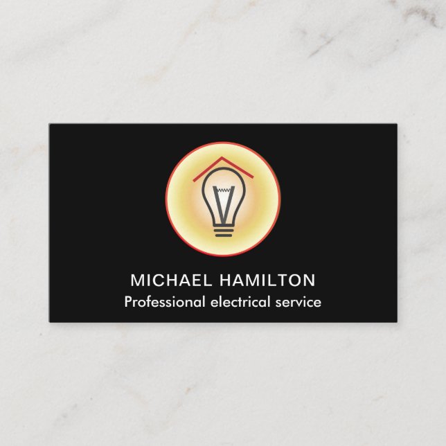Professional light bulb logo electrical service bu business card (Front)