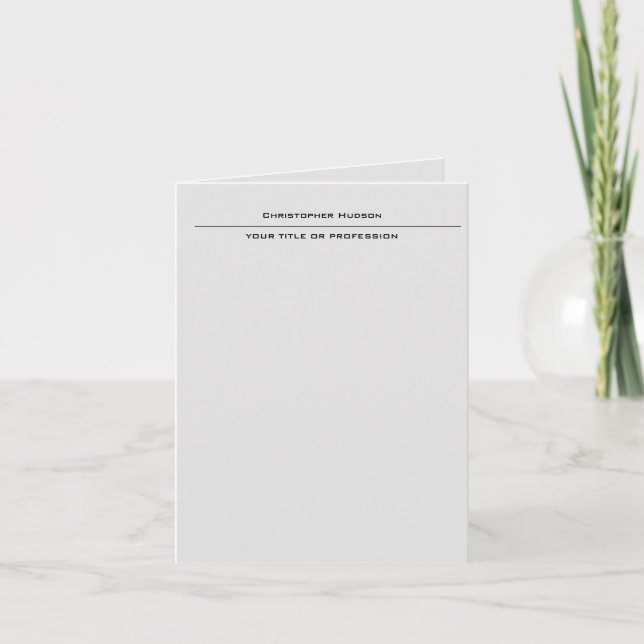 Professional Light Grey Simple Plain Note Card (Front)